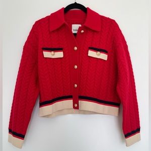 Sandro Idriss Cable-knit Wool Cardigan in Red